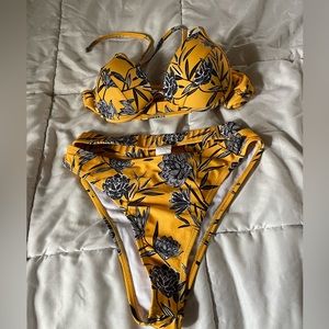 Yellow and black bikini